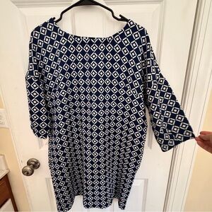 Geometric Blue and White Dress